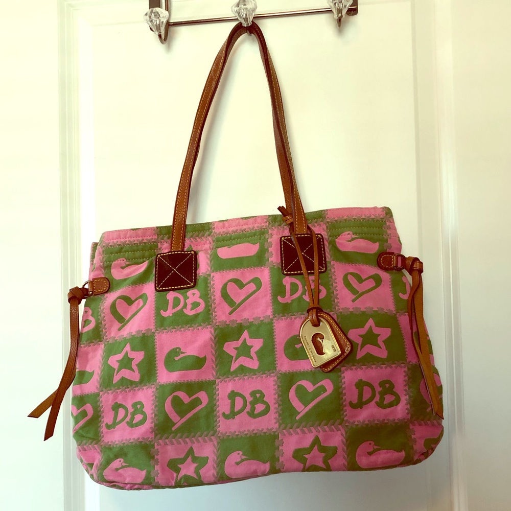 Pink & green Dooney & Bourke tote